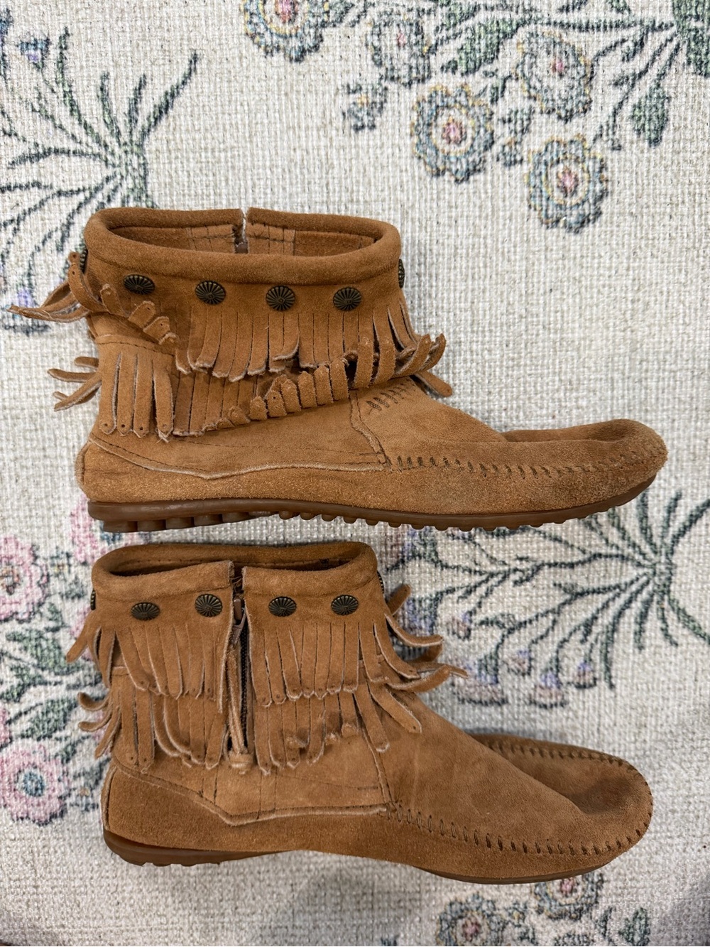 Minnetonka Chestnut Fringe Moccasin Boots